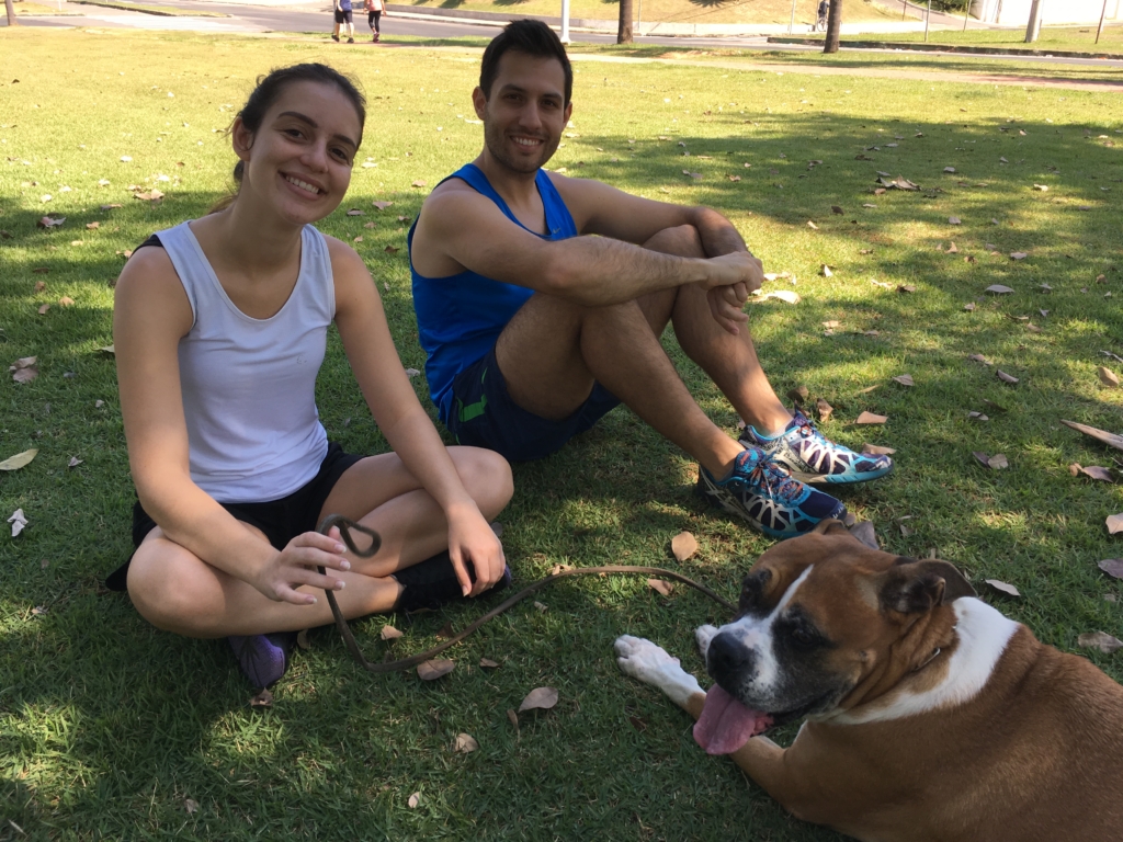 Abner, Carina and Nala on our walk to the city park
